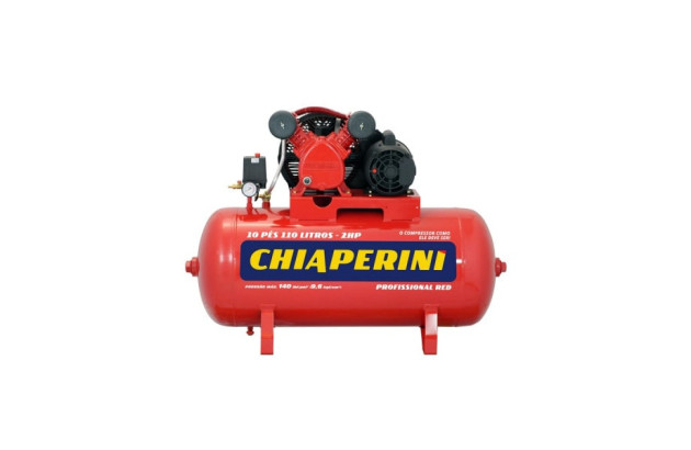 Compressor de ar pistão média pressão 10 PCM 110 litros - 2HP 110/220V - Chiaperini