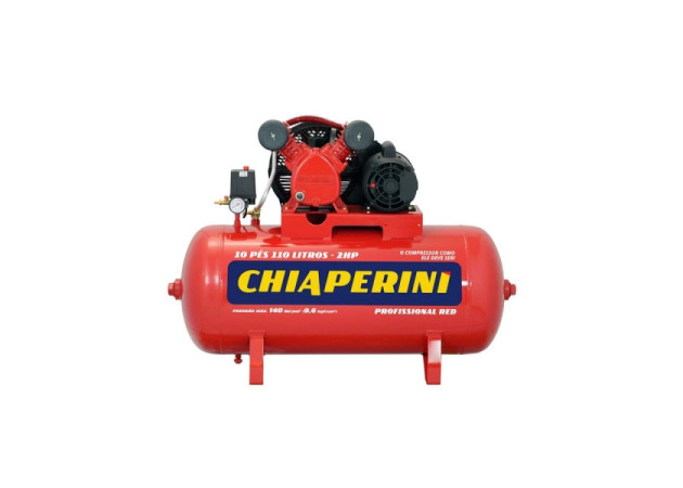 Compressor de ar pistão média pressão 10 PCM 110 litros - 2HP 110/220V - Chiaperini