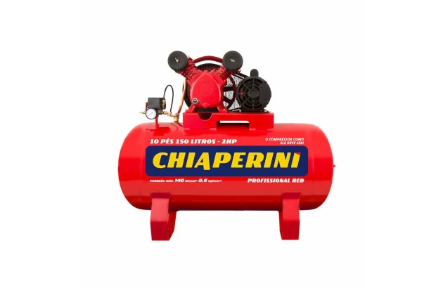 Compressor de ar pistão média pressão 10 PCM 150 litros - 2HP 110/220V - Chiaperini