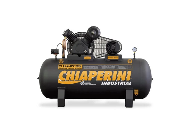  Compressor de ar pistão alta pressão 15 PCM 200 litros - 3 HP 110/220V Chiaperini 