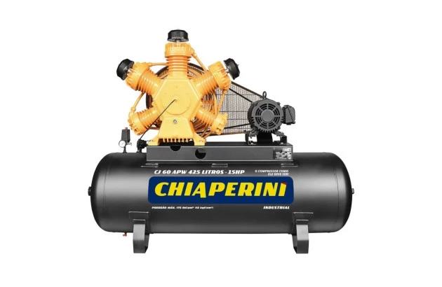 Compressor de ar pistão alta pressão 60 PCM 425 litros - 15HP 220/380V - Chiaperini