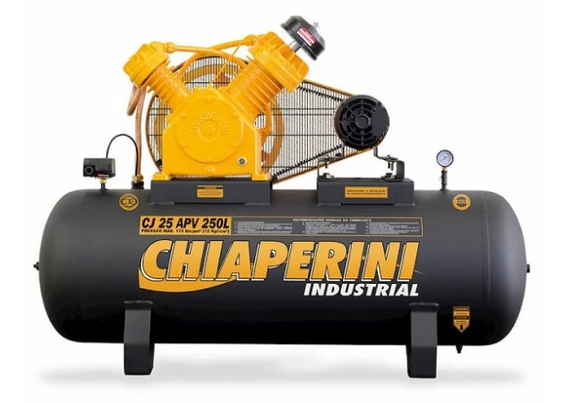 Compressor de ar pistão alta pressão 25 PCM 250 litros - 5HP 220/380V - Chiaperini