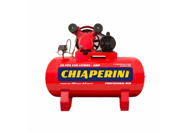 Compressor de ar pistão média pressão 10 PCM 150 litros - 2HP 110/220V - Chiaperini