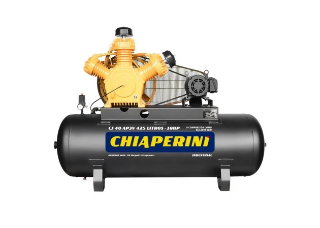 Compressor de ar pistão alta pressão 40 PCM 425 litros - 10HP 220/380V - Chiaperini
