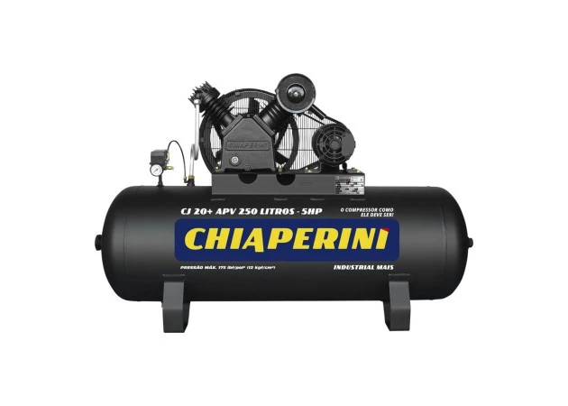 Compressor de ar pistão alta pressão 20 PCM 250 litros - 5HP 220/380V - Chiaperini